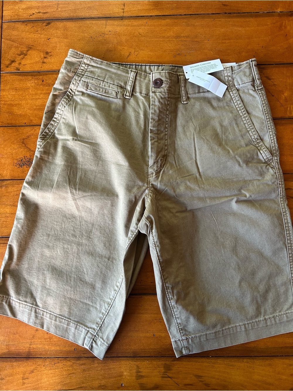 American Eagle Outfitters Men's Flat Front Chino Shorts in Khaki